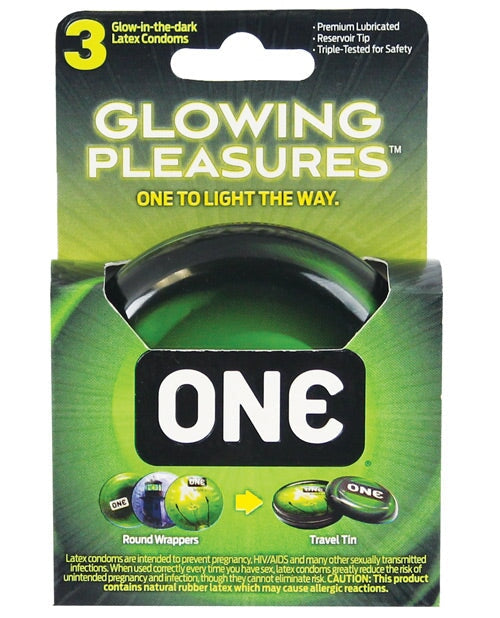One Glowing Pleasures Condoms - Box Of 3 One