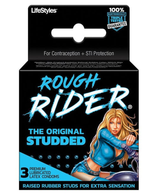 Lifestyles Rough Rider Studded Condom Pack - Pack Of 3 Lifestyles 1657