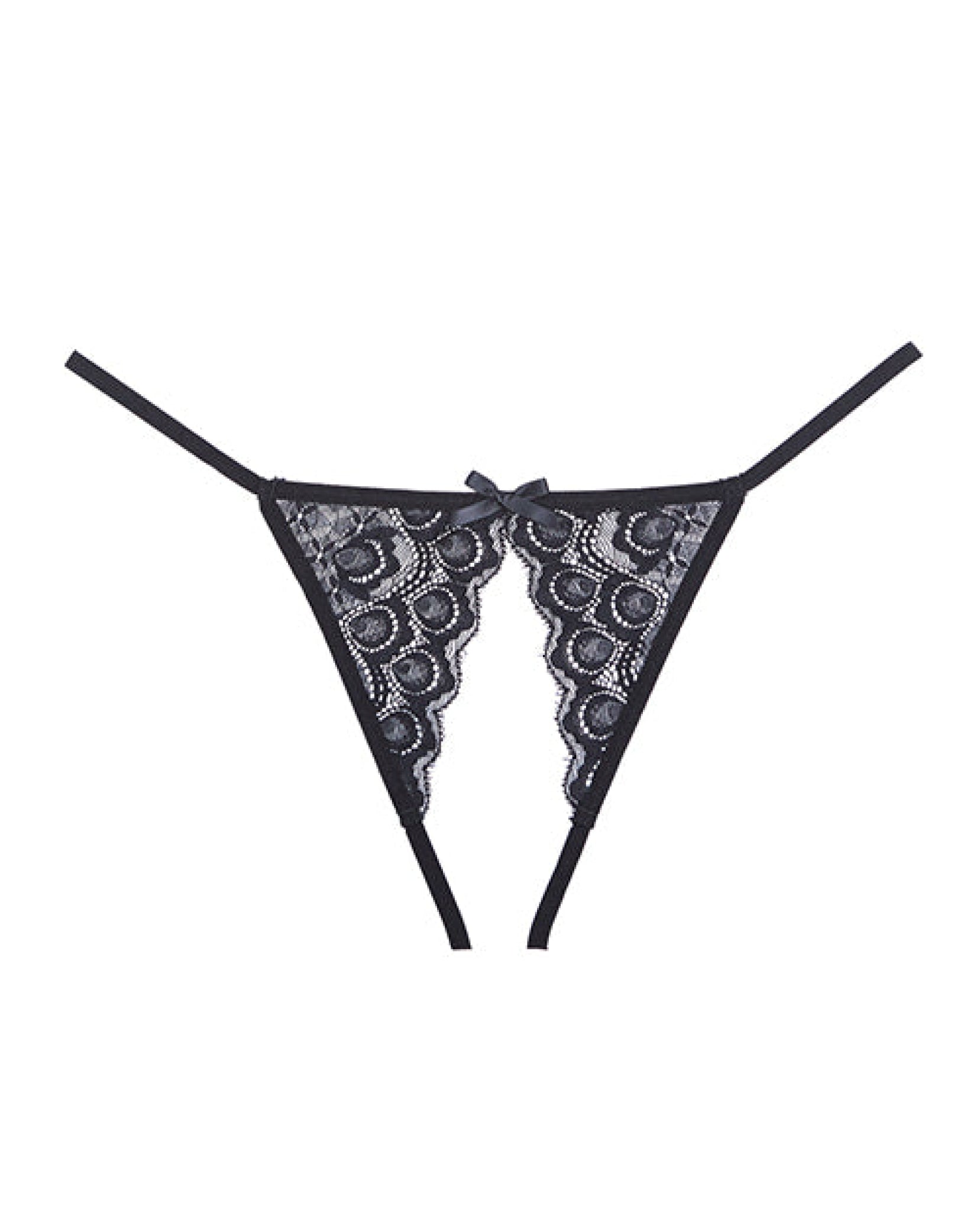 Adore Luv Web Strappy Open Front Panty Black O-s Allure