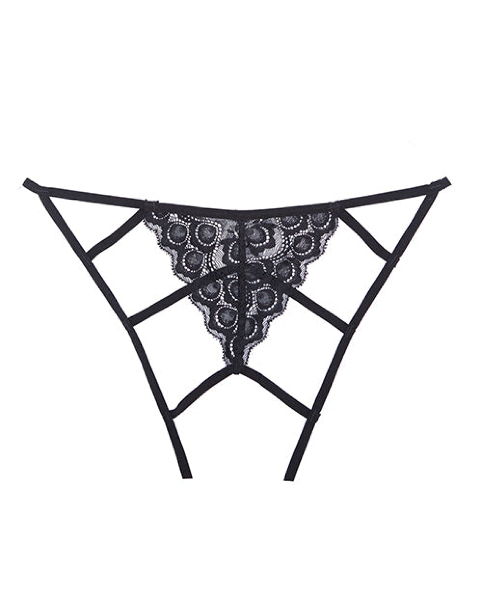 Adore Luv Web Strappy Open Front Panty Black O-s Allure
