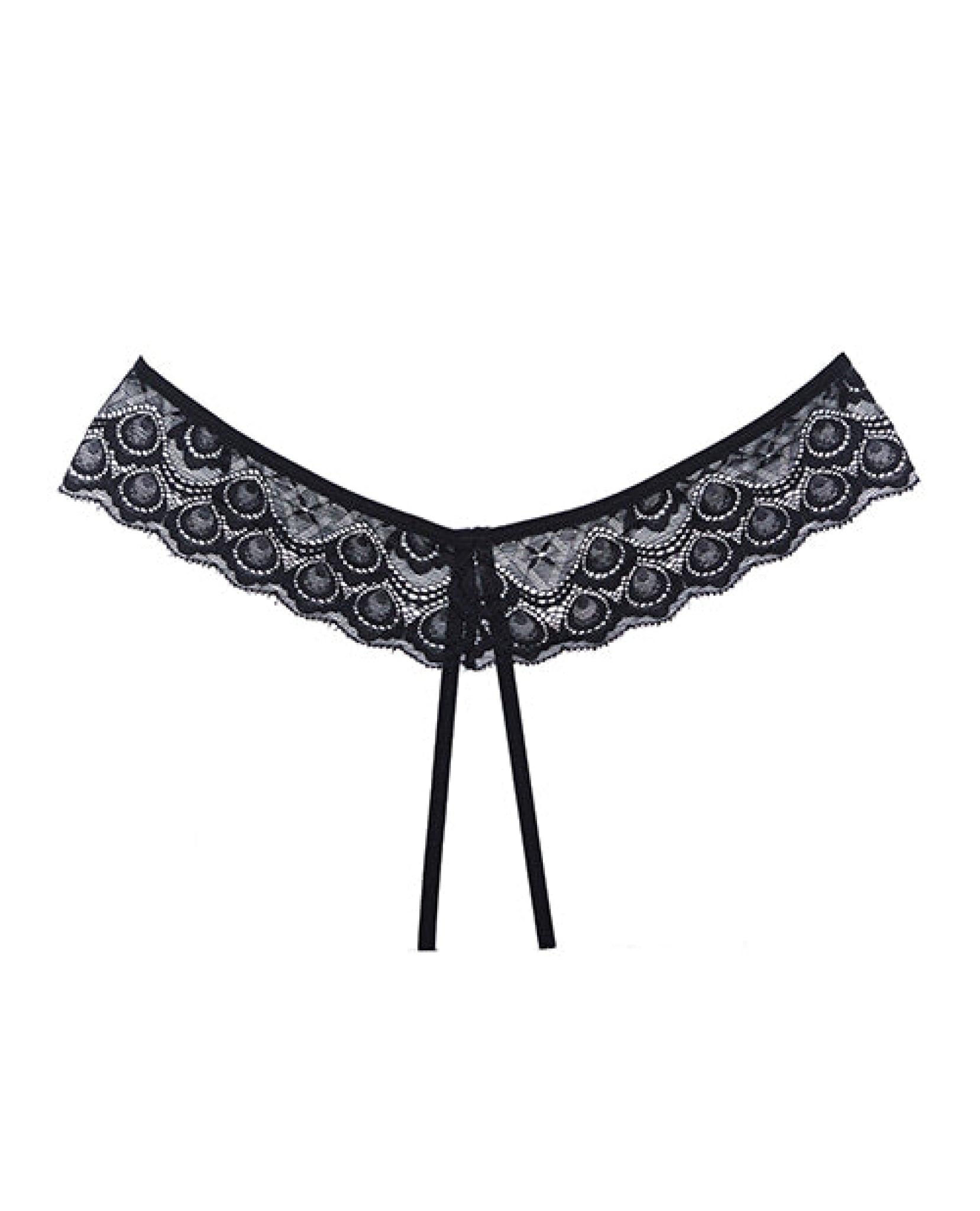 Adore Foreplay Lace & Mesh Front Open Panty Black O-s Allure