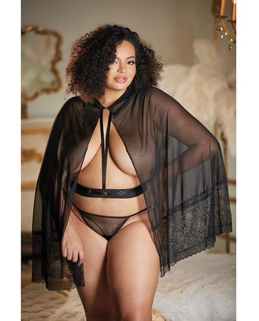 Allure Lace & Mesh Cape W/attached Waist Belt (g-string Not Included) Qn Allure 500