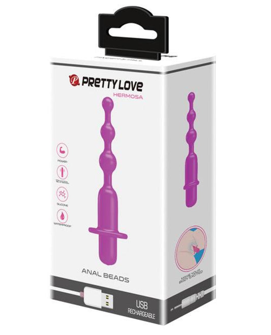 Pretty Love Hermosa Anal Beads Vibrator - 12 Function Fuchsia Pretty Love 1657