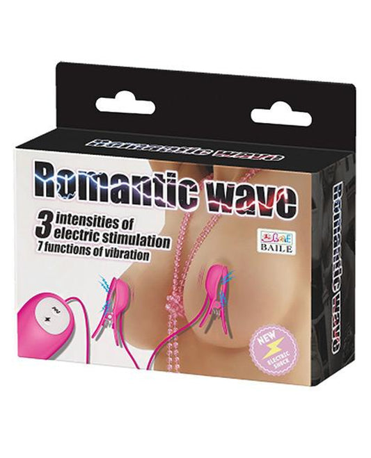 Romantic Wave Electro Shock Vibrating Nipple Clamps - Rose Romantic Wave 1657