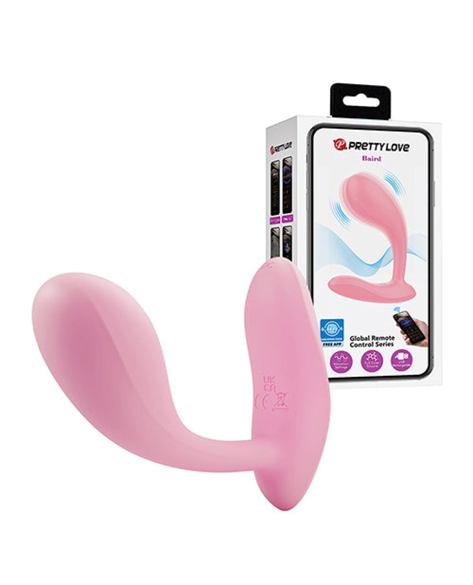Pretty Love Baird App-enabled Vibrating Butt Plug - Hot Pink Pretty Love