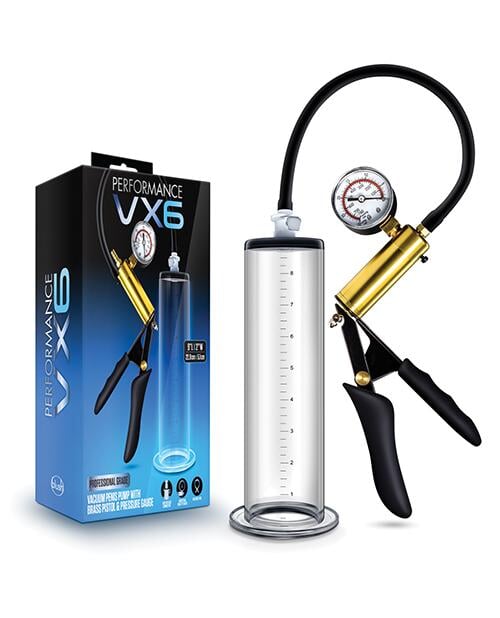 Blush Performance Vx6 Vacuum Penis Pump W-brass Pistol & Pressure Gauge - Clear Blush