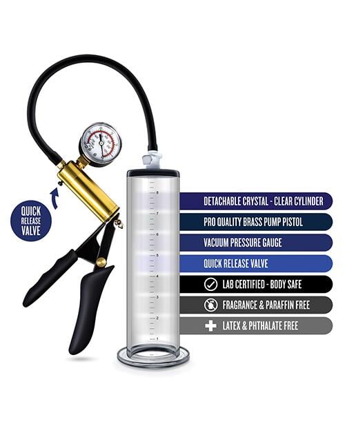 Blush Performance Vx6 Vacuum Penis Pump W-brass Pistol & Pressure Gauge - Clear Blush