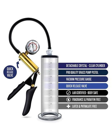 Blush Performance Vx6 Vacuum Penis Pump W-brass Pistol & Pressure Gauge - Clear Blush