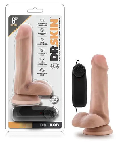 "Blush Dr. Skin Dr. Rob 6"" Cock W/suction Cup" Blush