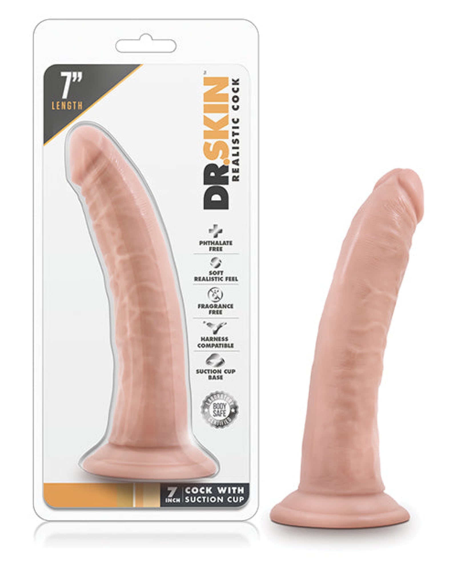 Blush Dr. Skin 7" Cock W-suction Cup - Vanilla Blush Novelties
