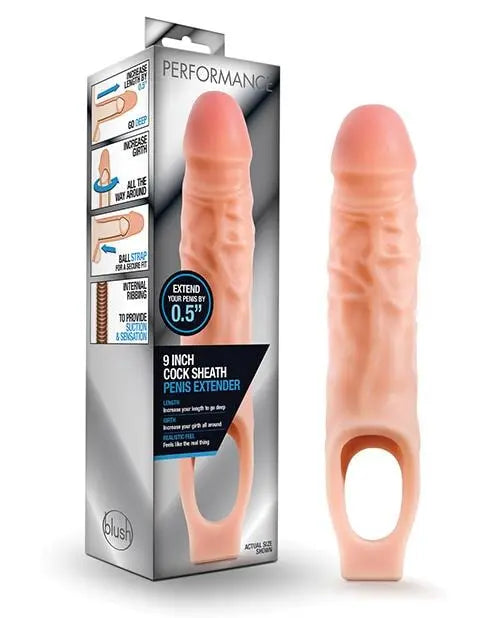 Blush Performance 9" Cock Sheath Penis Extender - Flesh Blush Novelties