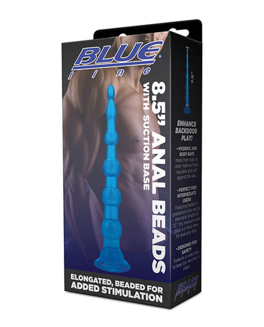 Blue Line C & B 8.5" Anal Beads W/suction Base - Jelly Blue Blue Line 1657