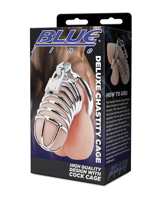 Blue Line Deluxe Chastity Cage - Silver Blue Line 500