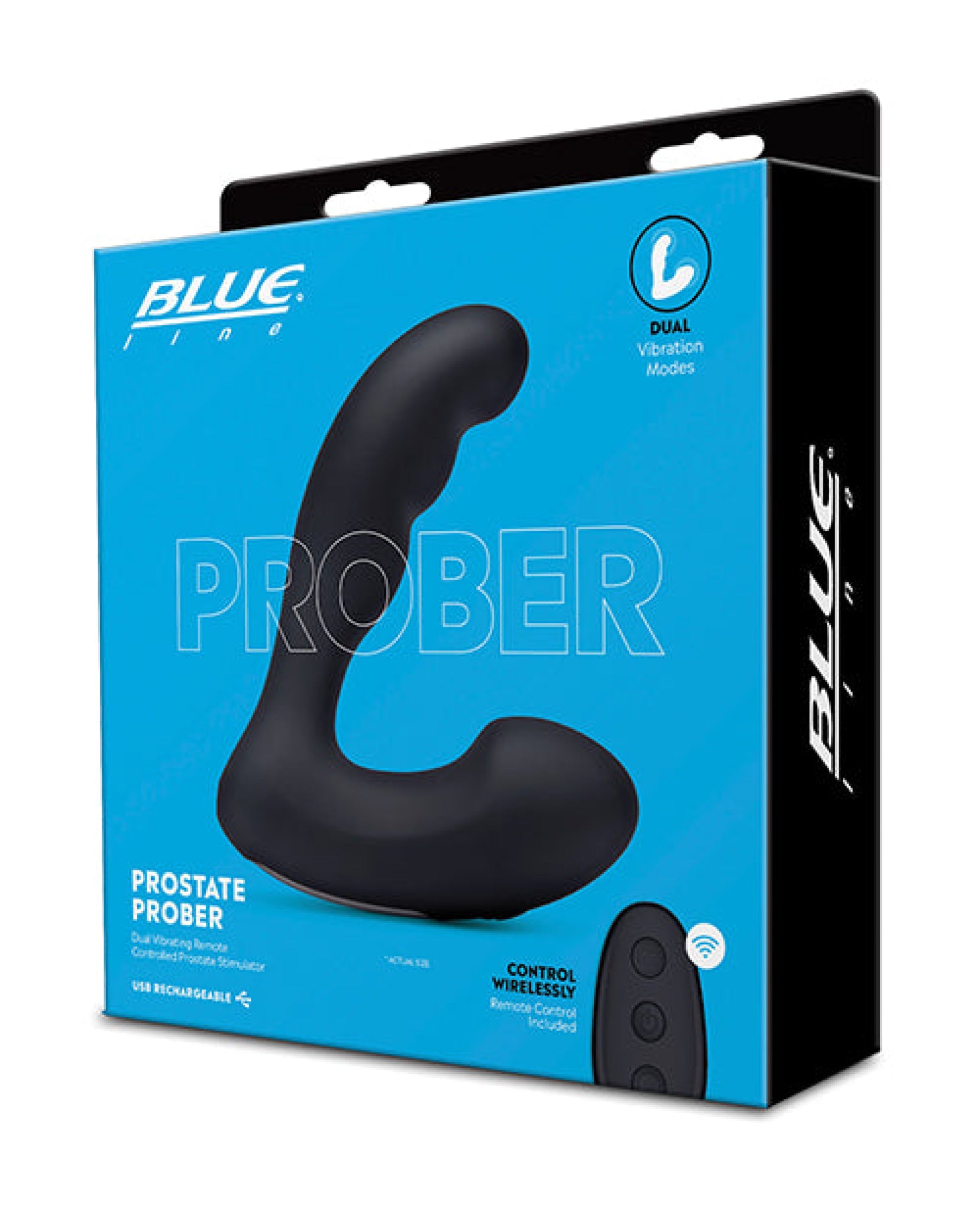Blue Line Vibrating Prostate Prober W-remote - Black Blue Line