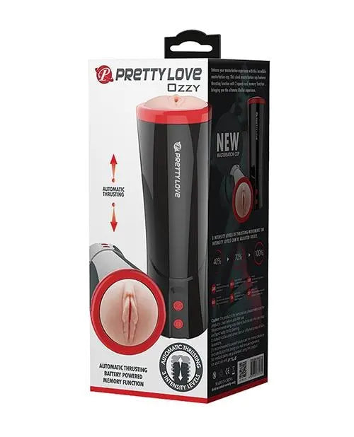 Pretty Love Ozzy Thrusting Male Masturbator W-flesh Sleeve - Black Pretty Love
