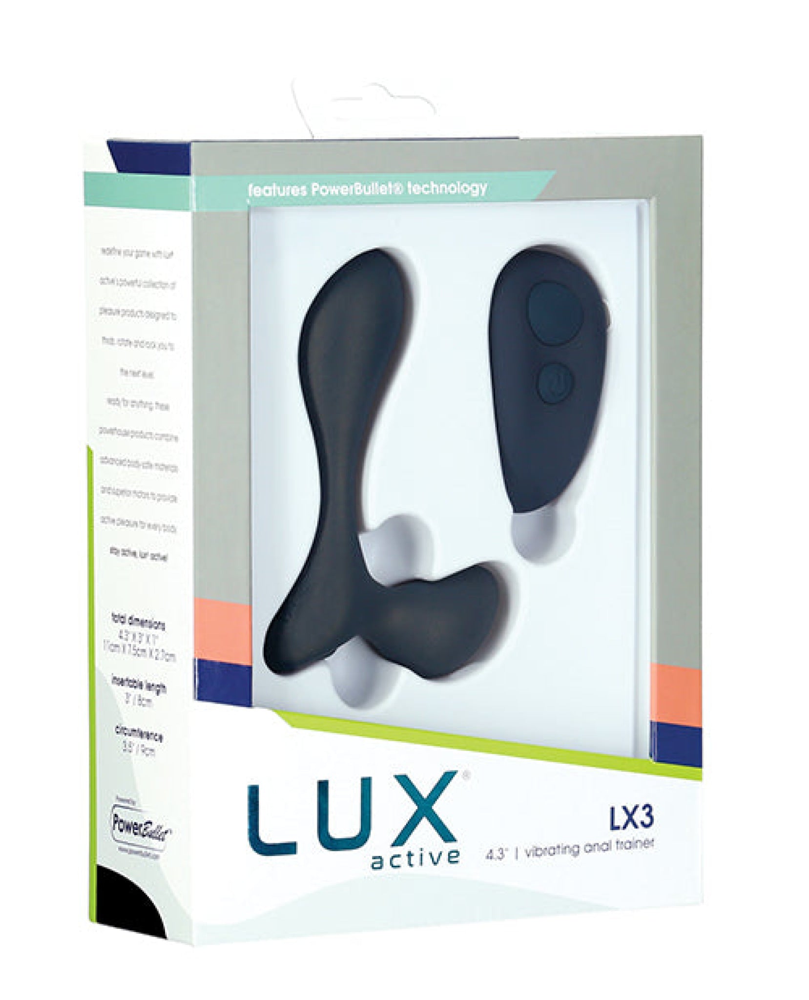 Lux Active Lx3 4.3" Vibrating Anal Trainer - Dark Blue BMS