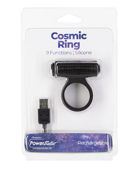 Cosmic Cock Ring W-rechargeable Bullet - 9 Functions Black BMS 1657