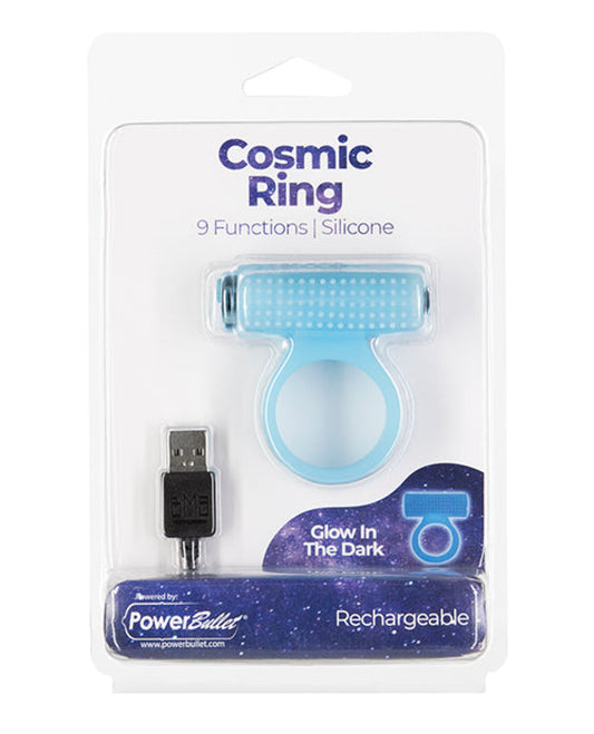 Cosmic Cock Ring W-rechargeable Bullet - 9 Functions Glow In The Dark BMS 1657