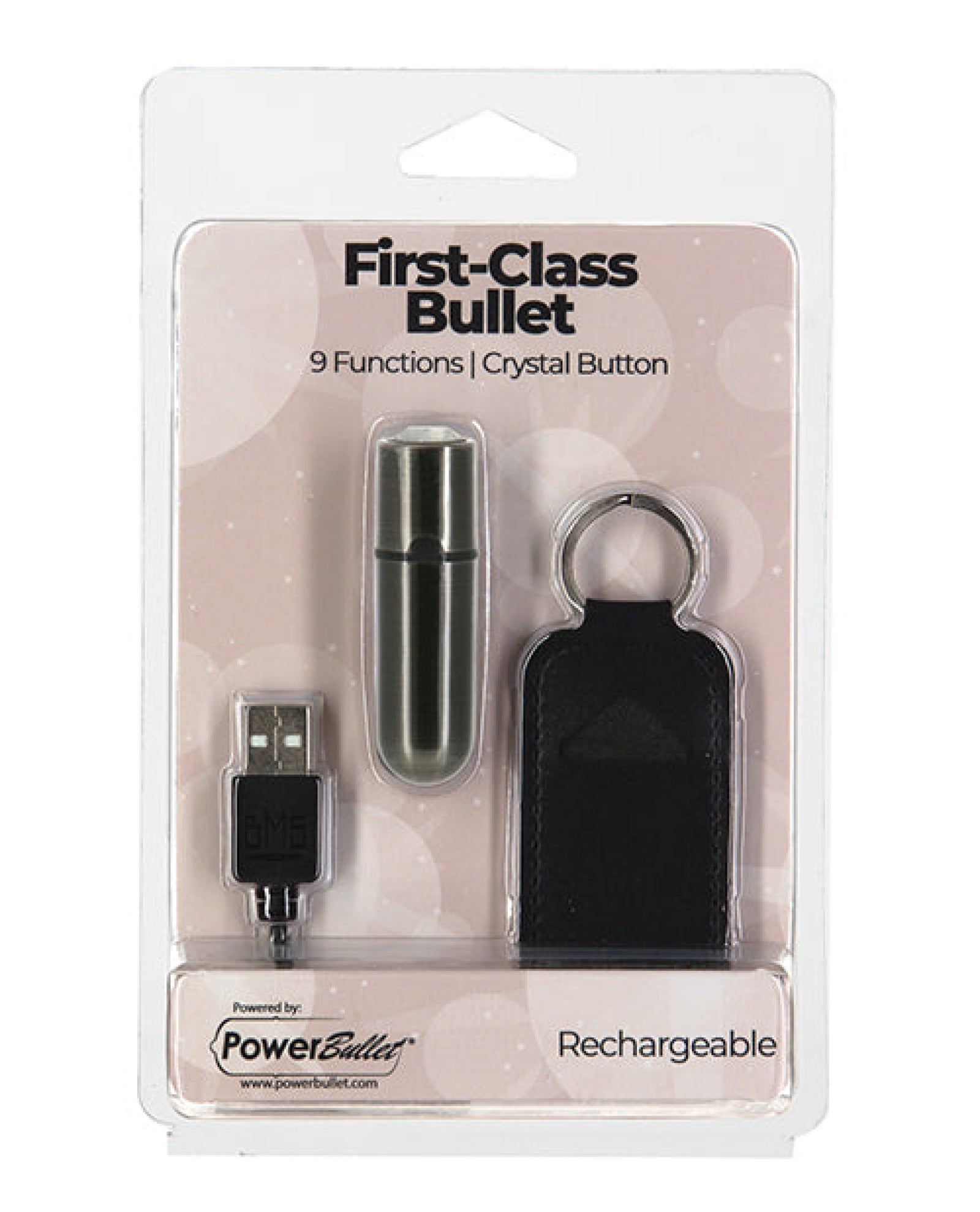 First Class Mini Rechargeable Bullet W-crystal - 9 Functions Gun Metal BMS