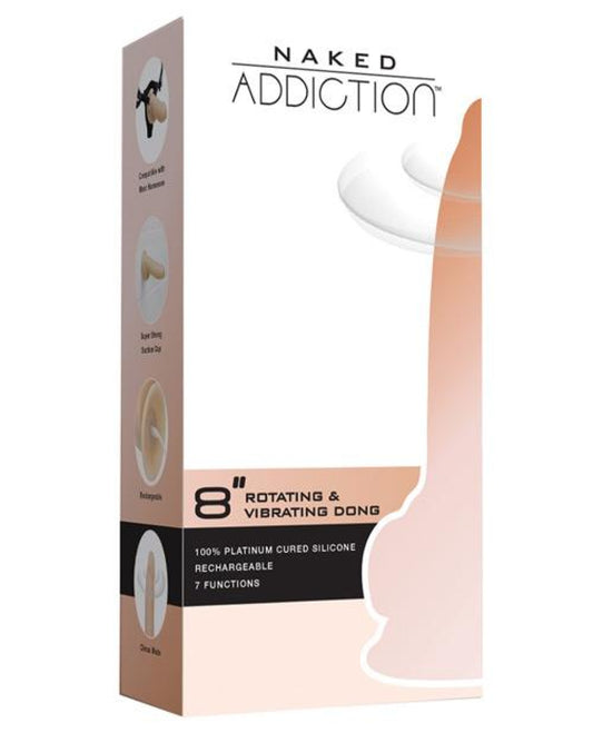 Naked Addiction 8" Rotating & Vibrating Dong - Flesh BMS 1657