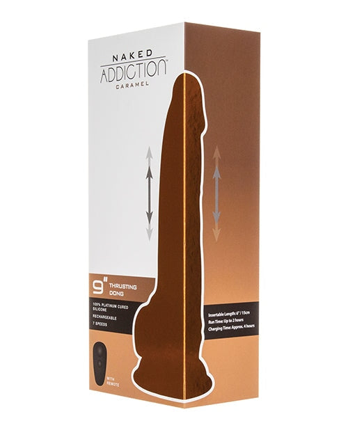 Naked Addiction 9" Thrusting  Dong W-remote - Caramel BMS