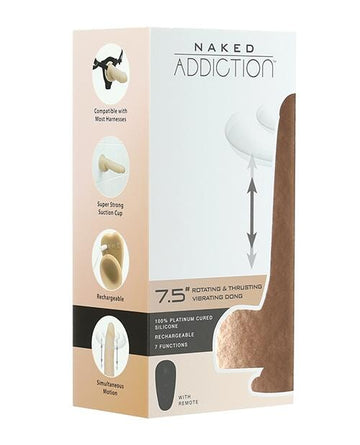Naked Addiction The Freak 7.5" Rotating & Thrusting Vibrating Dong - Ivory BMS