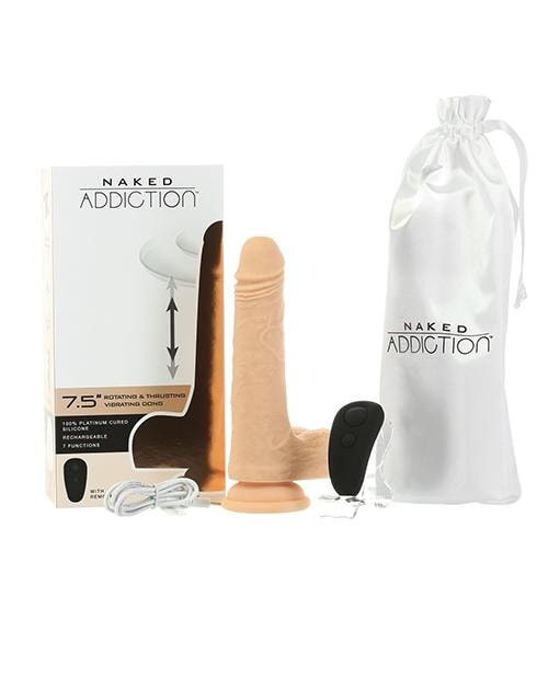 Naked Addiction The Freak 7.5" Rotating & Thrusting Vibrating Dong - Ivory BMS
