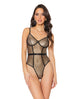 Holiday Metallic Fishnet Teddy W/underwire Cups Black/gold Coquette