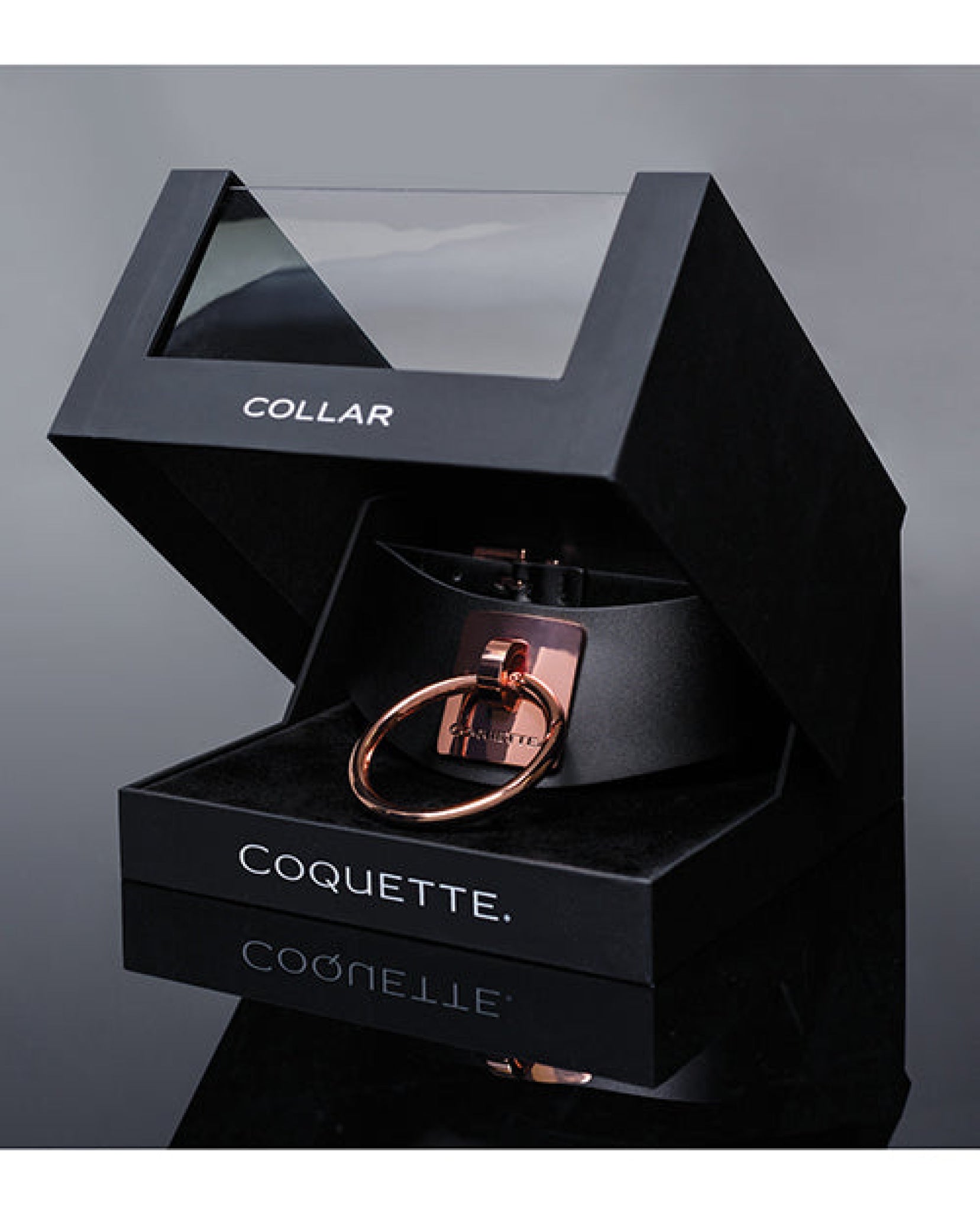 Pleasure Collection Adjustable Collar - Black-rose Gold Coquette