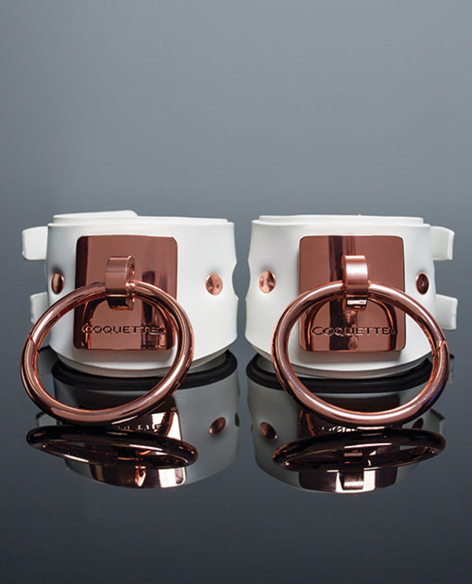 Pleasure Collection Adjustable Handcuffs - White/rose Gold Coquette