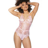 Crystal Pink Peek A Boo Crotchless Teddy Pink Coquette