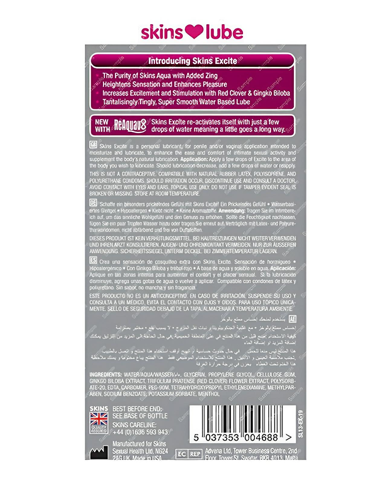 Skins Excite Water Based Lubricant - 4.4 Oz Creative Conceptions