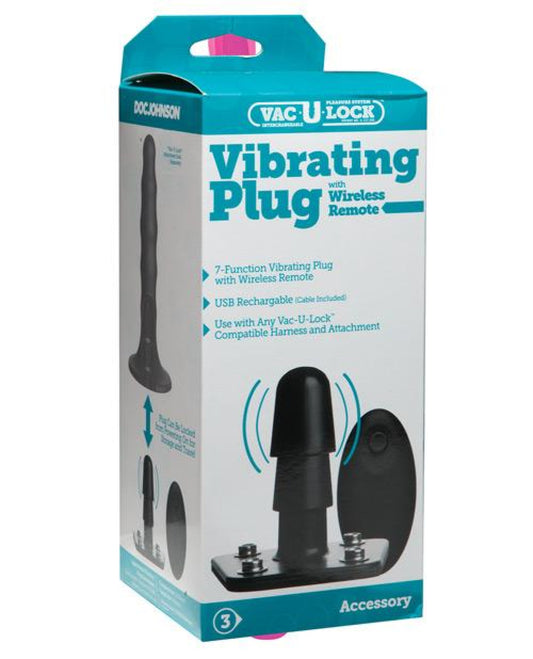 Vac-u-lock Vibrating Remote Plug W-snaps - Black Doc Johnson 1657
