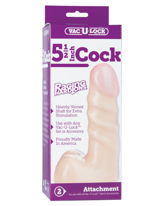 Vac-u-lock 5.5" Raging Hard On Realistic Cock - Flesh Doc Johnson 500