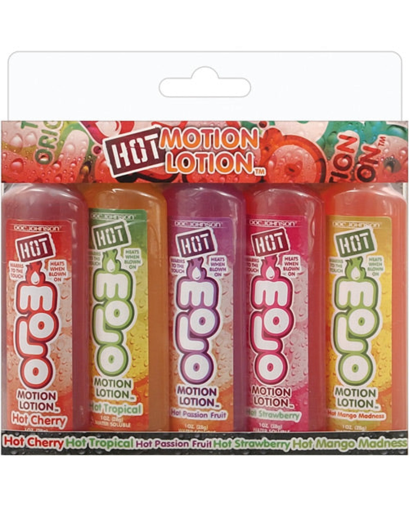 Hot Motion Lotion Kit - 1 Oz Asst. Flavors Pack Of 5 Doc Johnson