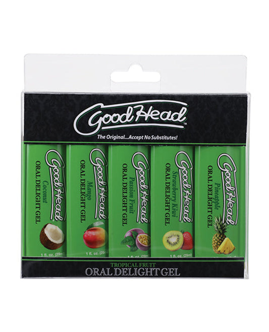 Goodhead Tropical Fruits Oral Delight Gel - Asst. Flavors Pack Of 5 Doc Johnson 1657