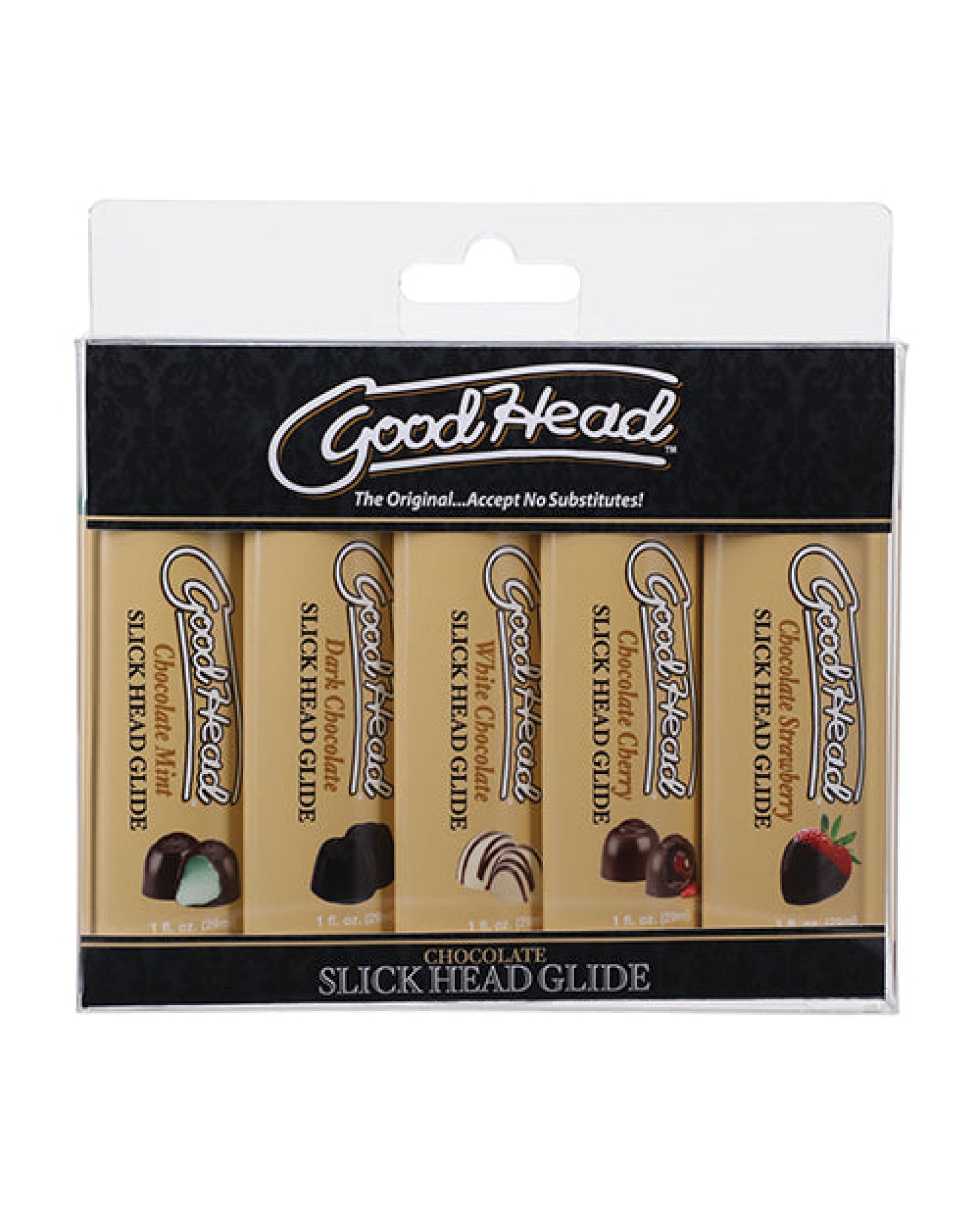 Goodhead Chocolate Slick Head Glide - Asst. Flavors Pack Of 5 Doc Johnson