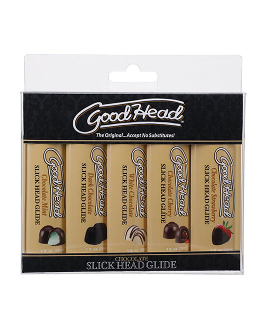 Goodhead Chocolate Slick Head Glide - Asst. Flavors Pack Of 5 Doc Johnson 500