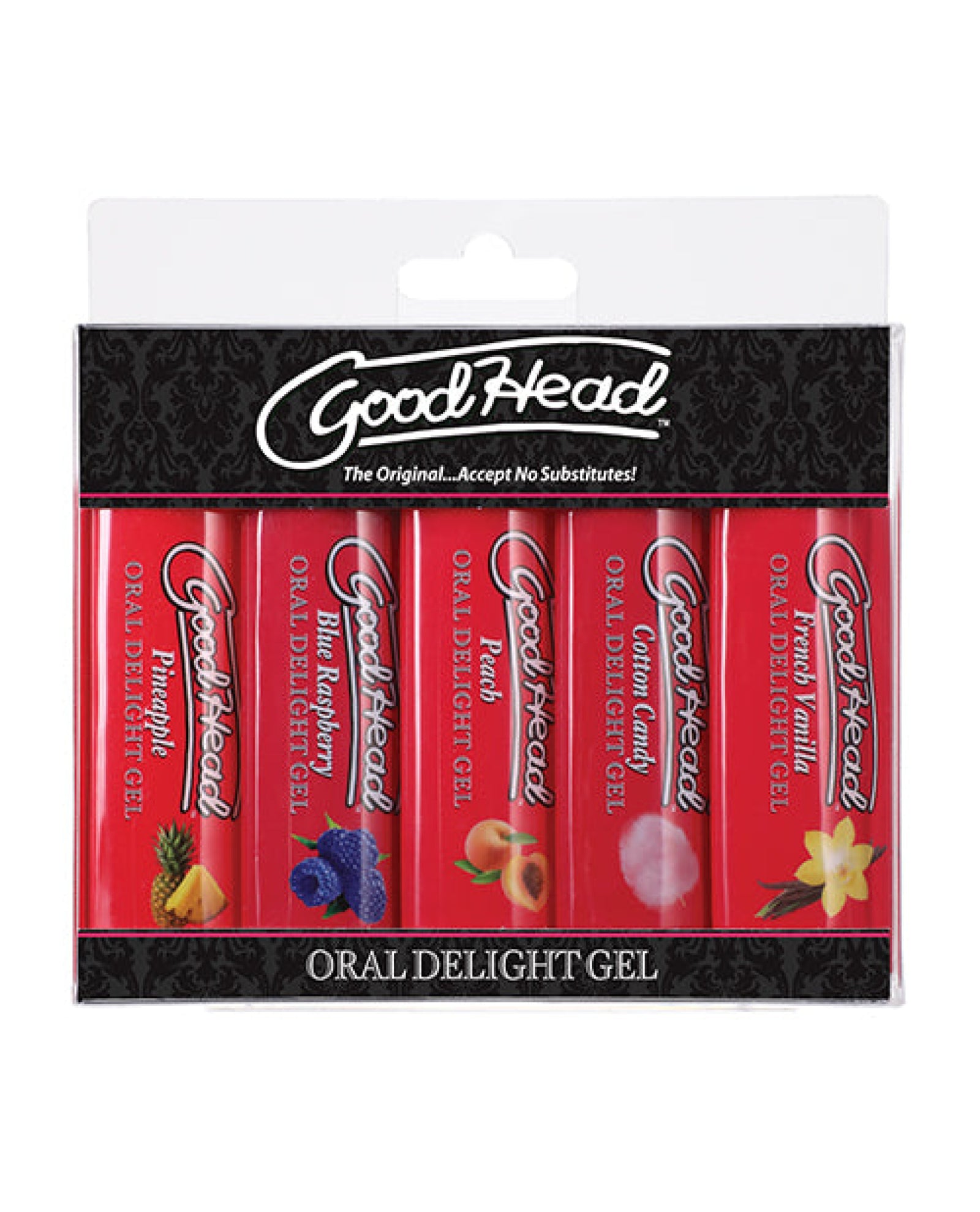 Goodhead Oral Delight Gel - 1 Oz Asst. Flavors Pack Of 5 Doc Johnson