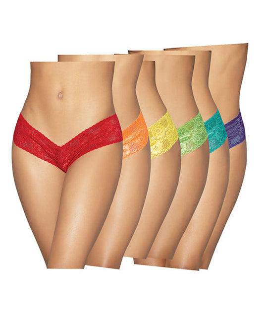 6 Pc Low Rise Neon Pride Panty Pack Asst. Colors O-s Escante 500