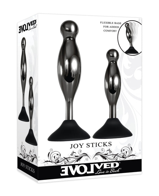 Evolved Joy Sticks 2 Pc Plug Set - Black-chrome Evolved Novelties 1658