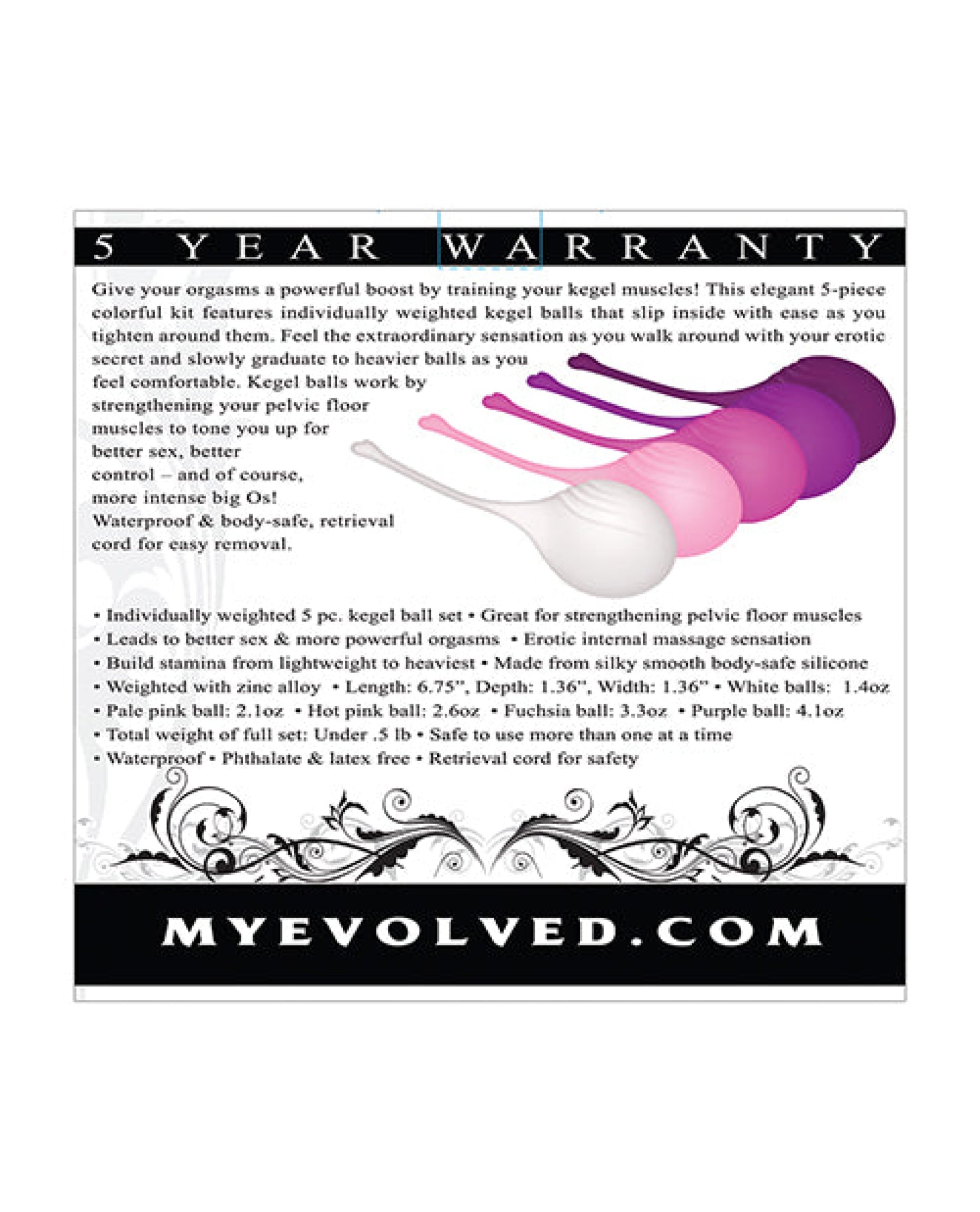 Evolved Tight & Delight 5 Pc Weighted Kegel Ball Set - Assorted Colors Evolved Novelties