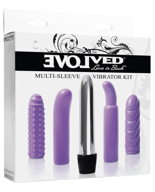 Evolved Multi Sleeve Vibrator Kit W-4 Textured Sleeves & Vibe - Purple Evolved Novelties 1657