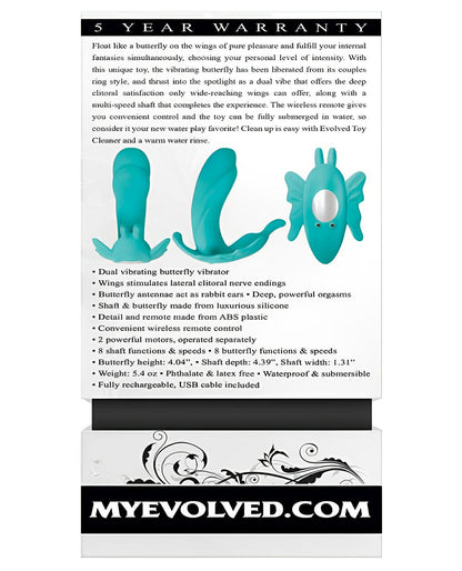 Evolved The Butterfly Effect Rechargeable Dual Stim - Teal Evolved Novelties