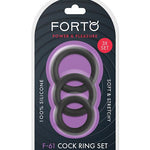 Forto F-61 Liquid 3 Piece Cock Ring Set - Black Forto