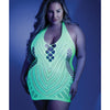 Glow Black Light Net Halter Dress Neon Green Qn Fantasy Lingerie