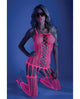 Glow Black Light Criss Cross Paneled Bodystocking Neon Pink O-s Fantasy Lingerie