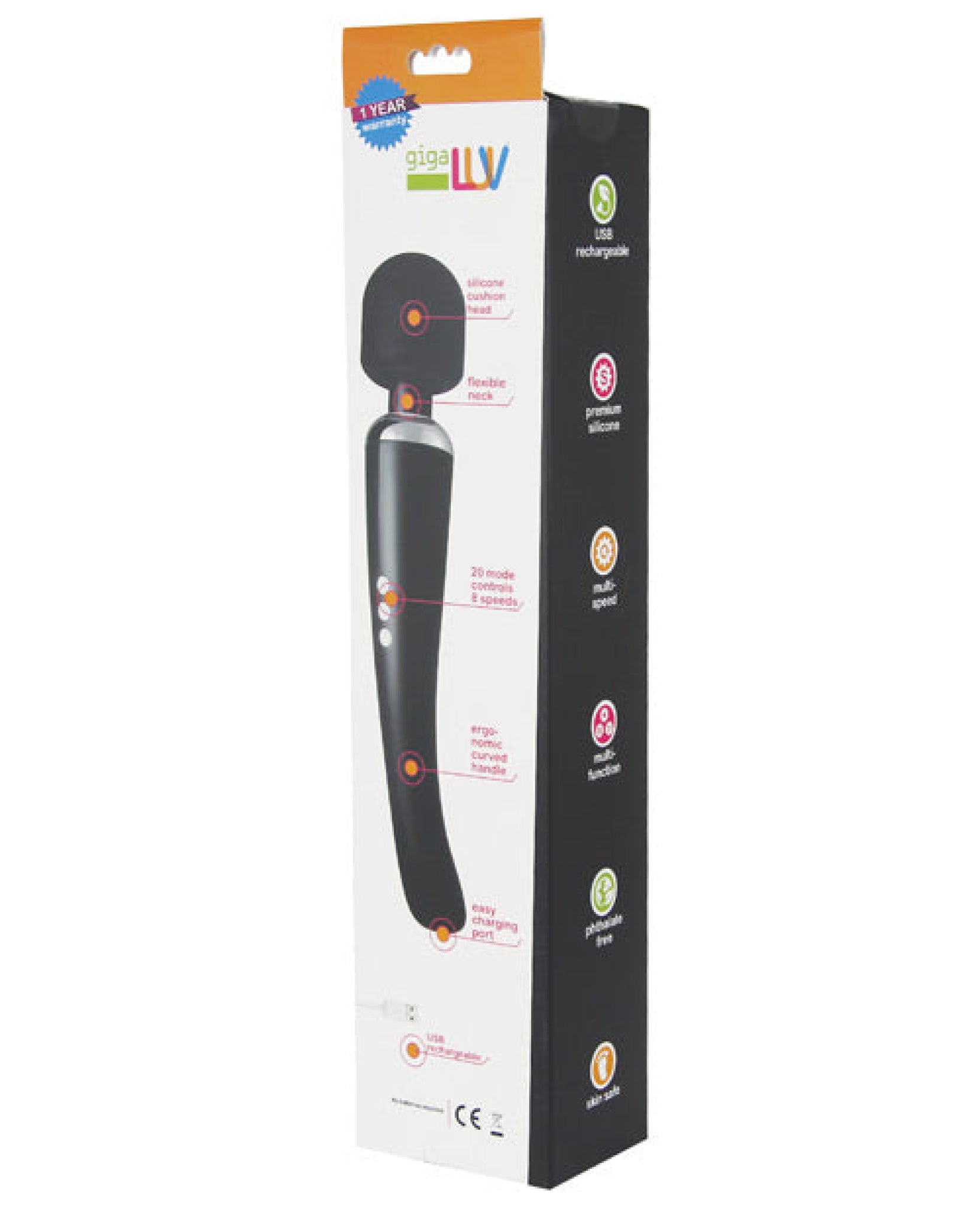 Gigaluv Chirapsia Rechargeable Wand - Black Gigaluv