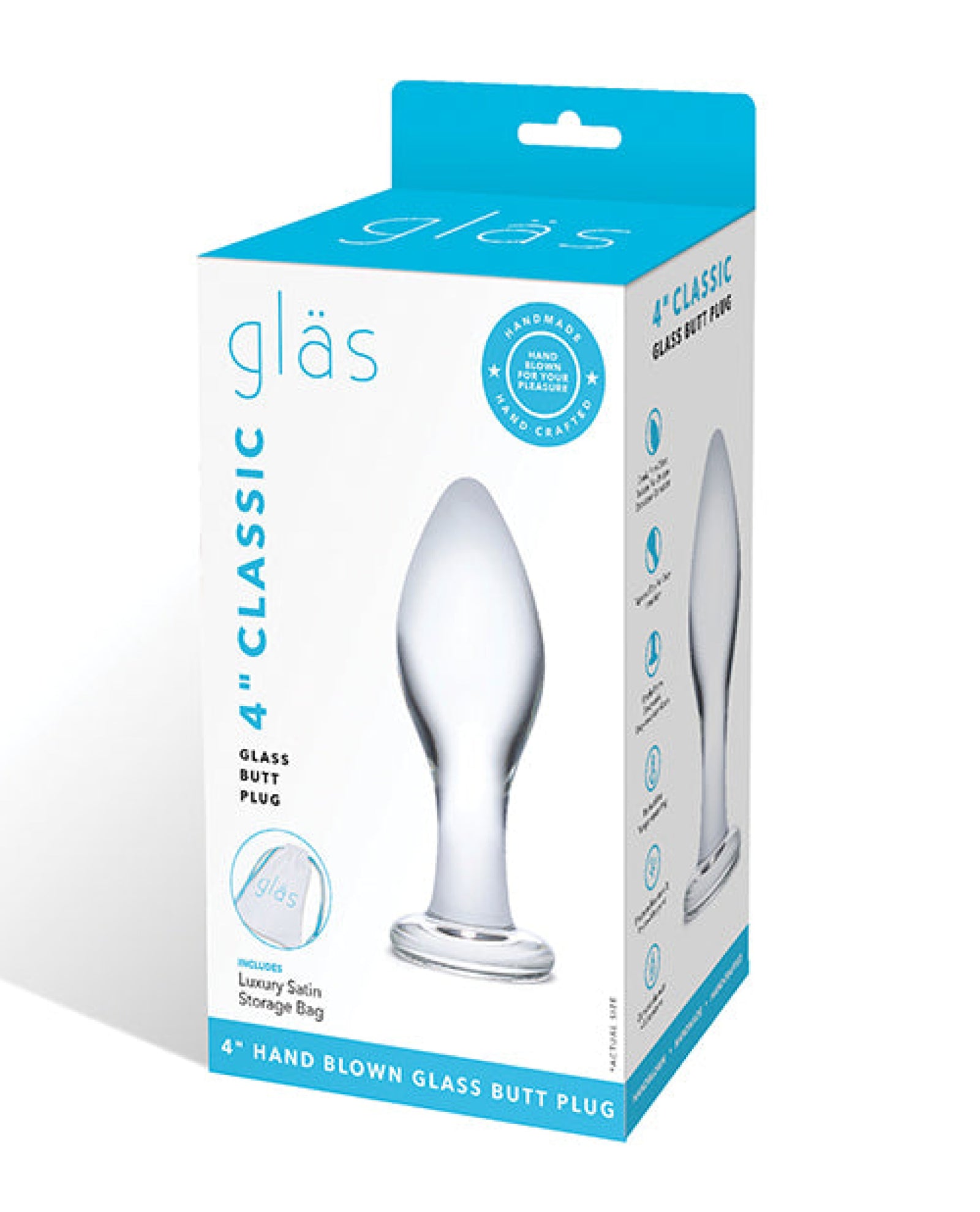 Glas 4" Classic Butt Plug - Clear Gläs