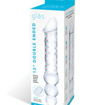 Glas 12" Double Ended Glass Dildo W-anal Beads - Clear Gläs